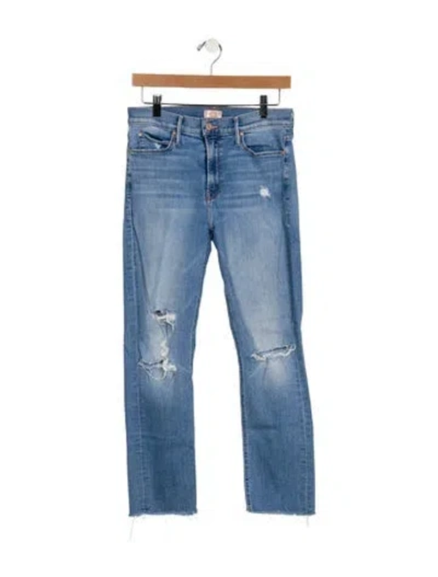 Pre-owned Mother Mid-rise Straight Leg Jeans In Blue