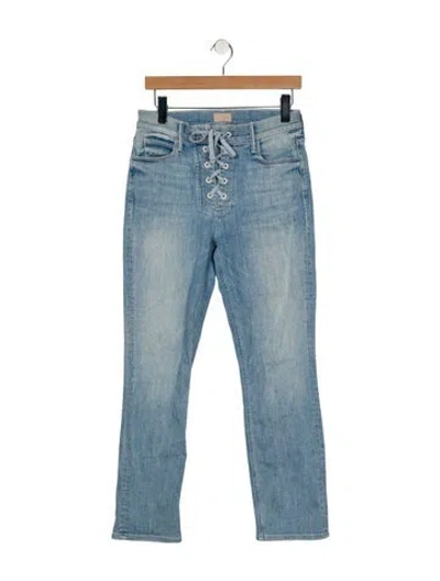 Pre-owned Mother Mid-rise Straight Leg Jeans In Blue