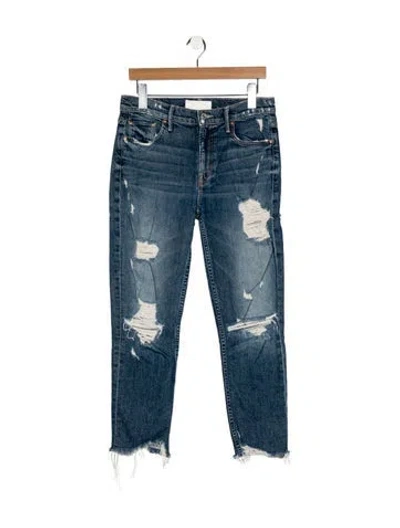 Pre-owned Mother Mid-rise Straight Leg Jeans In Blue