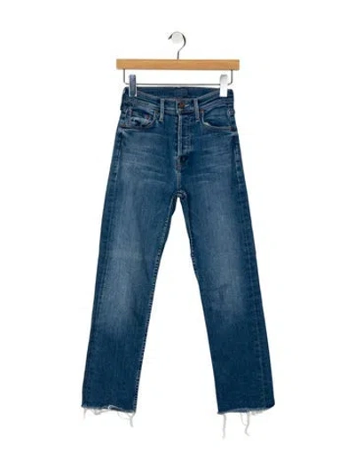 Pre-owned Mother Mid-rise Straight Leg Jeans In Blue