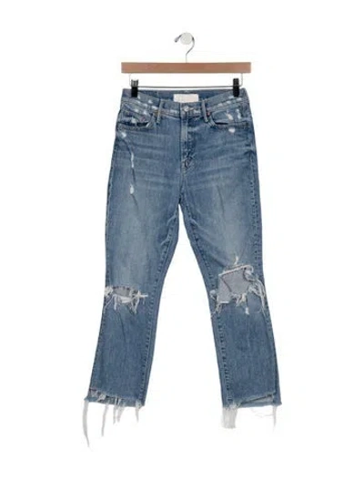 Pre-owned Mother Mid-rise Straight Leg Jeans In Blue