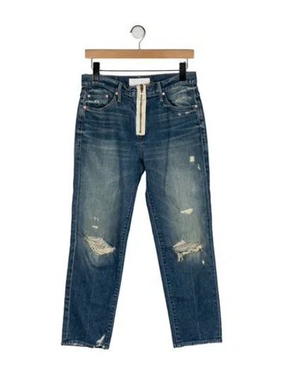 Pre-owned Mother Mid-rise Straight Leg Jeans In Blue
