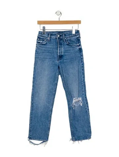 Pre-owned Mother Mid-rise Straight Leg Jeans In Blue