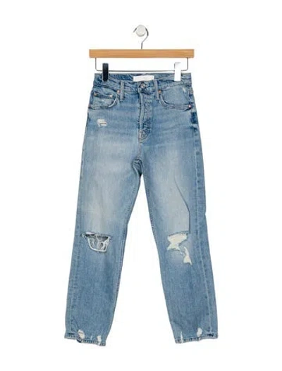 Pre-owned Mother Mid-rise Straight Leg Jeans In Blue