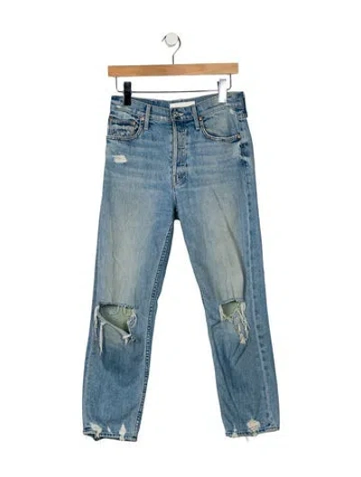 Pre-owned Mother Mid-rise Straight Leg Jeans In Blue