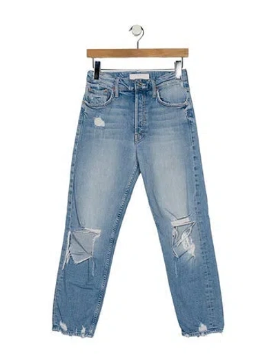 Pre-owned Mother Mid-rise Straight Leg Jeans In Blue