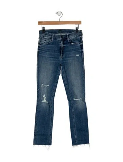 Pre-owned Mother Mid-rise Straight Leg Jeans In Blue