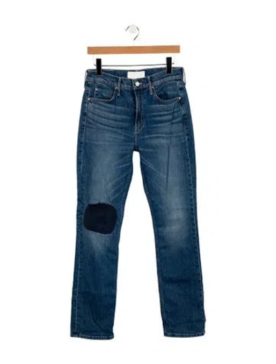 Pre-owned Mother Mid-rise Straight Leg Jeans In Blue
