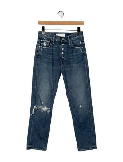 Pre-owned Mother Mid-rise Straight Leg Jeans In Blue