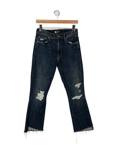 Pre-owned Mother Mid-rise Straight Leg Jeans In Blue