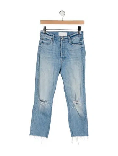 Pre-owned Mother Mid-rise Straight Leg Jeans In Blue