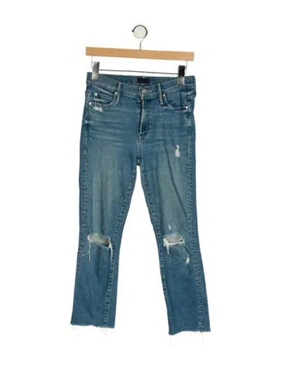 Pre-owned Mother Mid-rise Straight Leg Jeans In Blue