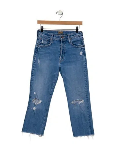 Pre-owned Mother Mid-rise Straight Leg Jeans In Blue