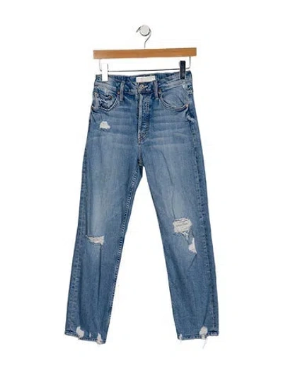 Pre-owned Mother Mid-rise Straight Leg Jeans In Blue
