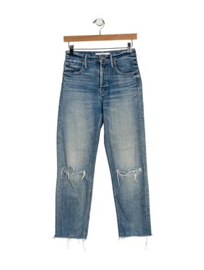 Pre-owned Mother Mid-rise Straight Leg Jeans In Blue
