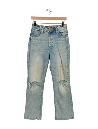Pre-owned Mother Mid-rise Straight Leg Jeans In Blue