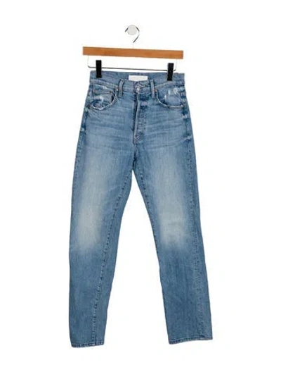 Pre-owned Mother Mid-rise Straight Leg Jeans In Blue
