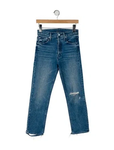 Pre-owned Mother Mid-rise Straight Leg Jeans In Blue