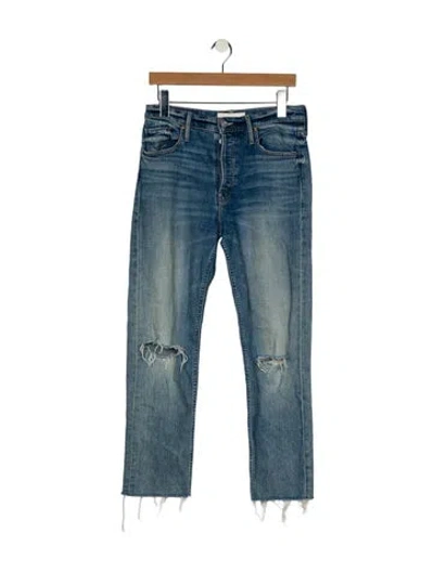 Pre-owned Mother Mid-rise Straight Leg Jeans In Blue