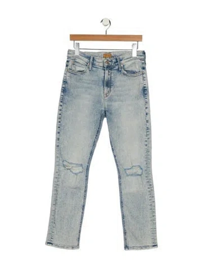 Pre-owned Mother Mid-rise Straight Leg Jeans In Blue