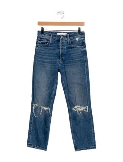 Pre-owned Mother Mid-rise Straight Leg Jeans In Blue