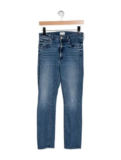 Pre-owned Mother Mid-rise Straight Leg Jeans In Blue