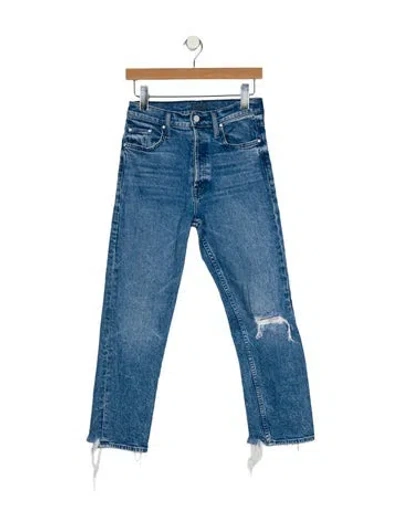 Pre-owned Mother Mid-rise Straight Leg Jeans In Blue