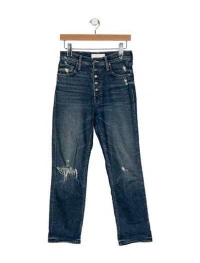 Pre-owned Mother Mid-rise Straight Leg Jeans In Blue