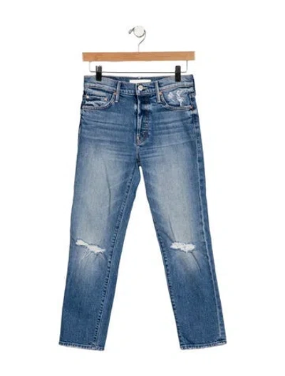 Pre-owned Mother Mid-rise Straight Leg Jeans In Blue
