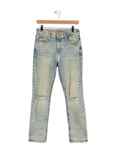 Pre-owned Mother Mid-rise Straight Leg Jeans In Blue