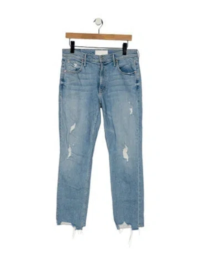 Pre-owned Mother Mid-rise Straight Leg Jeans In Blue