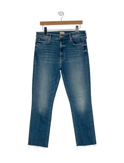 Pre-owned Mother Mid-rise Straight Leg Jeans In Blue