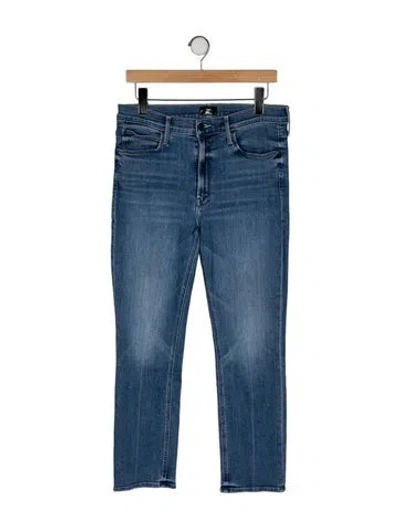 Pre-owned Mother Mid-rise Straight Leg Jeans In Blue