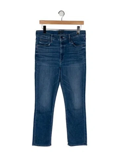 Pre-owned Mother Mid-rise Straight Leg Jeans In Blue
