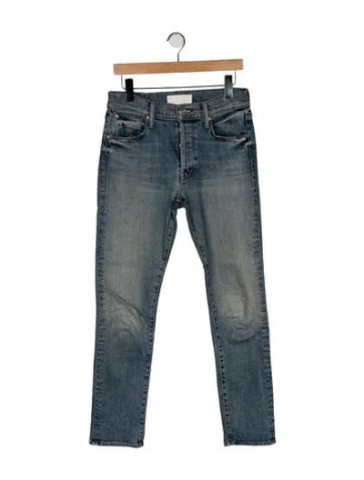 Pre-owned Mother Mid-rise Straight Leg Jeans In Blue