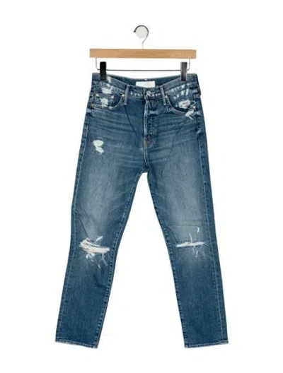 Pre-owned Mother Mid-rise Straight Leg Jeans In Blue