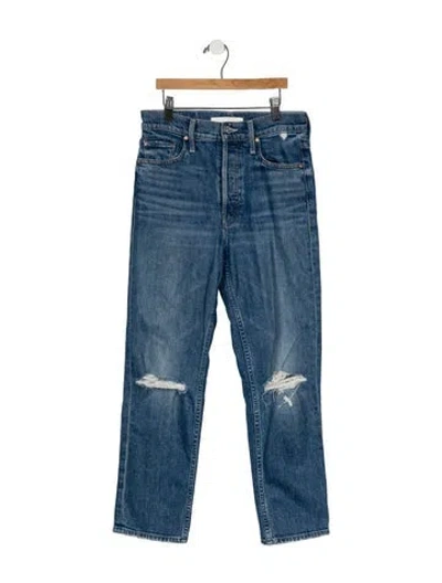 Pre-owned Mother Mid-rise Straight Leg Jeans In Blue