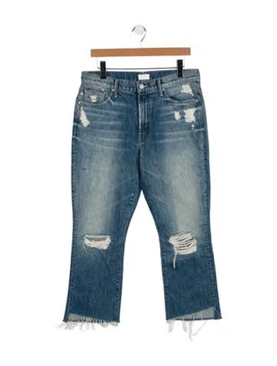 Pre-owned Mother Mid-rise Straight Leg Jeans In Blue