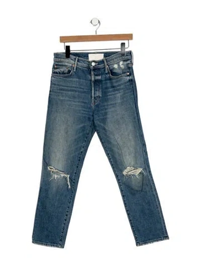 Pre-owned Mother Mid-rise Straight Leg Jeans In Blue