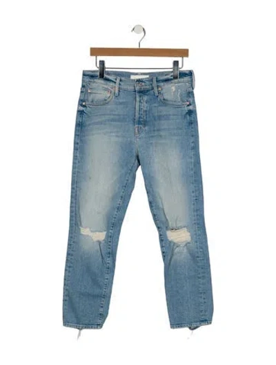 Pre-owned Mother Mid-rise Straight Leg Jeans In Blue