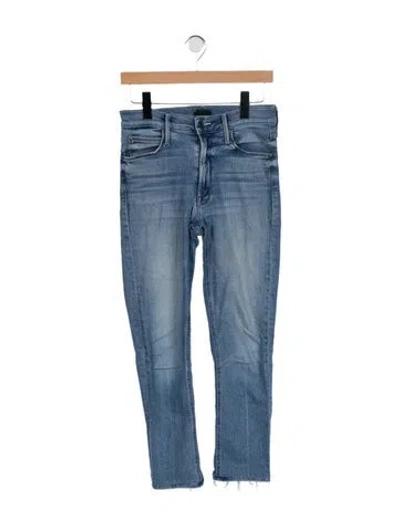 Pre-owned Mother Mid-rise Straight Leg Jeans In Blue