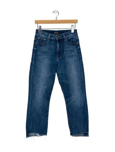 Pre-owned Mother Mid-rise Straight Leg Jeans In Blue