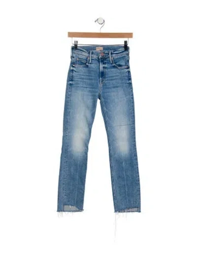 Pre-owned Mother Mid-rise Straight Leg Jeans In Blue