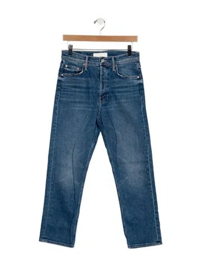 Pre-owned Mother Mid-rise Straight Leg Jeans In Blue