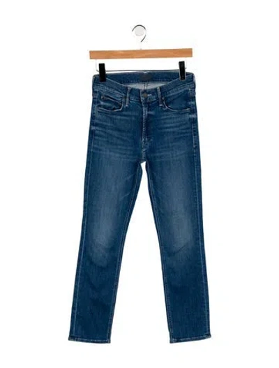 Pre-owned Mother Mid-rise Straight Leg Jeans In Blue