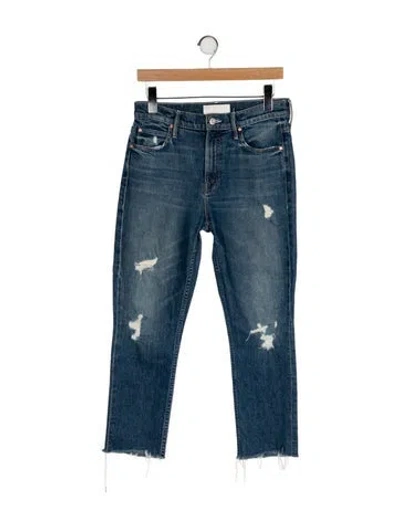 Pre-owned Mother Mid-rise Straight Leg Jeans In Blue