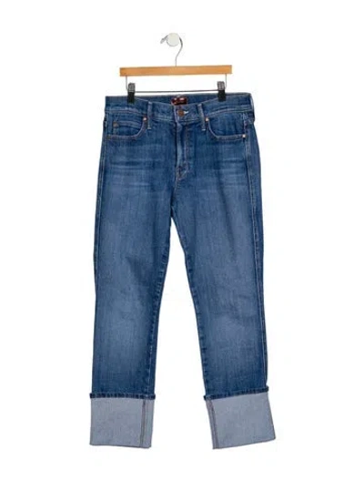 Pre-owned Mother Mid-rise Straight Leg Jeans In Blue