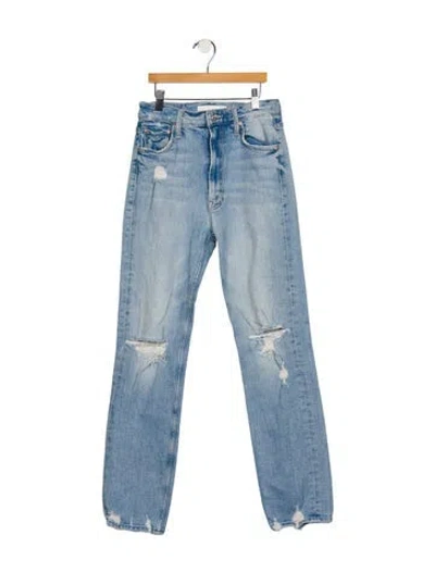 Pre-owned Mother Mid-rise Straight Leg Jeans In Blue
