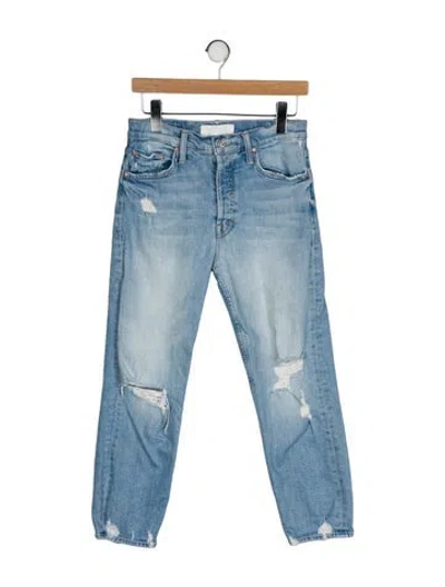 Pre-owned Mother Mid-rise Straight Leg Jeans In Blue