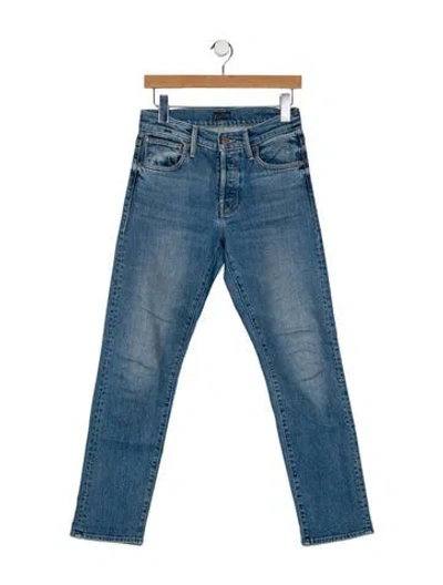 Pre-owned Mother Mid-rise Straight Leg Jeans In Blue